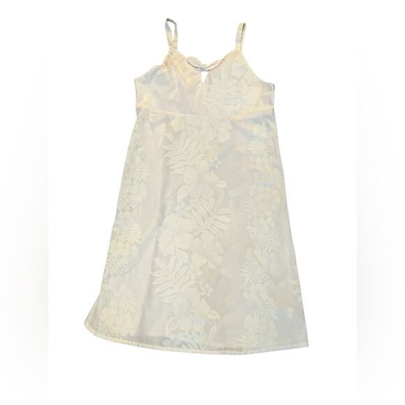 Vtg 90s Hilo Hattie White Floral Babydoll Mini Dress Kids XL Hawaiian Tropical - Picture 1 of 6